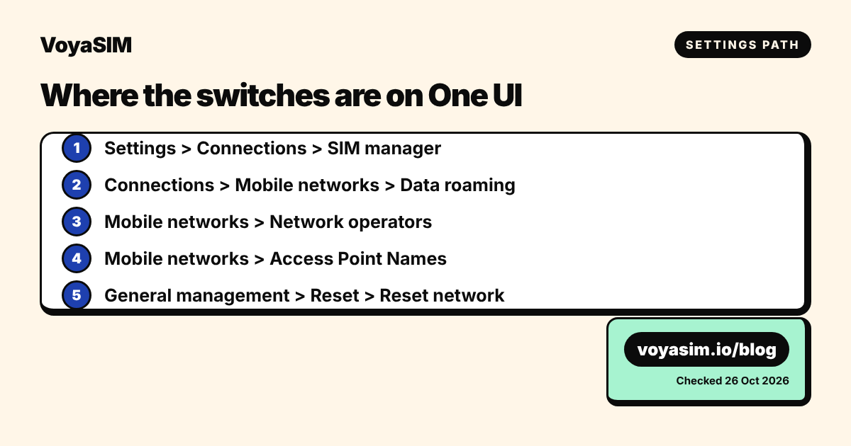 Where the eSIM switches are in One UI
